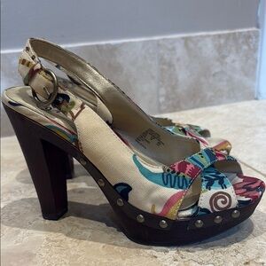 SM New York Multicolor Slingback Platform Heels